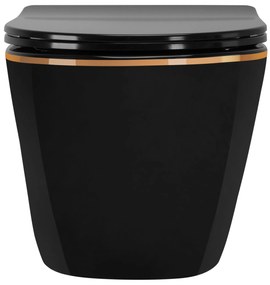 Vaso WC sospeso Rea CARLO Mini Rimless Duroplast Flat Black Gold Edge