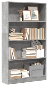 Libreria Grigio Cemento 80x24x143 Cm İn Legno Multistrato /