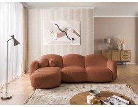Divano angolare color terracotta (con penisola a sinistra/con chaise lounge) con rivestimento in bouclé Orbit – Ropez