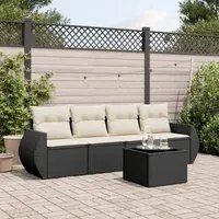 Set Divani da Giardino 5 pz con Cuscini in Polyrattan Nero 3253423