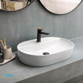 Lavabo D'Appoggio Da 61x40 Cm Finitura Bianco Lucido