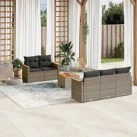 Set Divano da Giardino 6 pz con Cuscini Grigio in Polyrattan 3258189