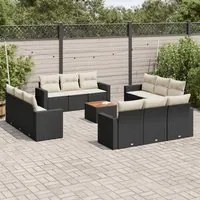 Set Divani da Giardino 13pz con Cuscini Nero in Polyrattan 3256385