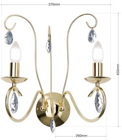 Orion WA 2-1093/2 - Applique di cristallo ALESSIA 2xE14/40W/230V oro