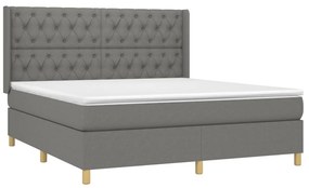 Letto a Molle Materasso e LED Grigio Scuro 160x200cm in Tessuto