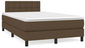 Letto a molle materasso e led marronescuro 120x190cm in tessuto