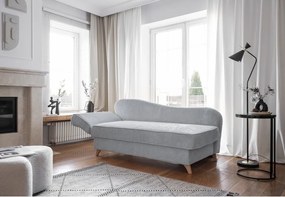 Chaise longue grigio chiaro (con penisola a sinistra) con rivestimento in velluto a coste Chic Charlotte – Miuform