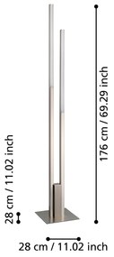 Piantana Contemporanea Fraioli-Z Alluminio Nichel Satinato 2 Luci Led 17W