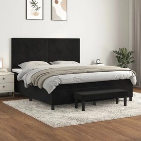 Giroletto A Molle Con Materasso Nero 160x200 Cm İn Velluto /