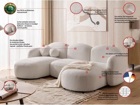 Divano angolare color crema (a U) con rivestimento in bouclé Orbit – Ropez