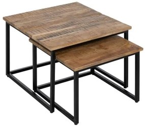 Set di 2 tavoli Nero Naturale 60 x 60 x 42 cm (2 Unità)