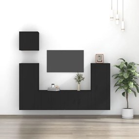 Set di mobili porta tv 5 pz nero in legno multistrato