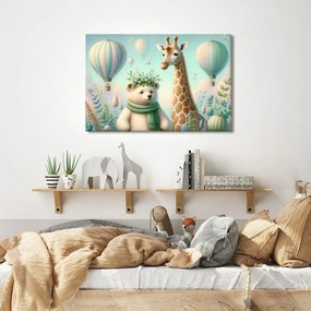 Quadro su tela – Orsetto e giraffa