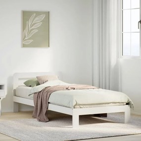 Letto Senza Materasso Bianco 75x190 İn Legno Massello Di Pino /
