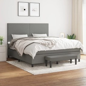 Giroletto A Molle Con Materasso Grigio Scuro 160x200 Cm Tessuto /