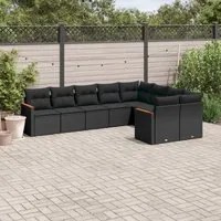 Set Divani da Giardino 9 pz con Cuscini Nero in Polyrattan 3258702