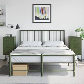 Comodini 2 Pz Verde Oliva 36x39x78 Cm İn Acciaio /