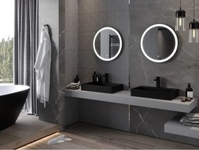 Mexen Esso specchio da bagno illuminato, rotondo 60 cm, LED 6000K, antiappannamento, cornice nera - 9825-060-060-611-70