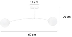 Lampadario a Sospensione in Acciaio e Vetro PREGOS 2 Nero/Bianco 2xE14