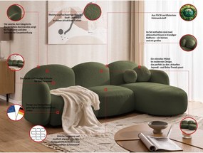 Divano angolare verde (con penisola a destra/con chaise lounge) con rivestimento in bouclé Orbit – Ropez