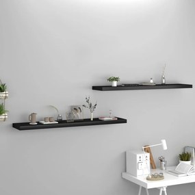 Scaffali A Parete 2 Pz Neri 120x23,5x3,8 Cm İn Mdf /