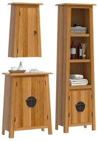 Set mobili da bagno 3 pz in legno massello di pino