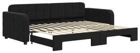 Divano letto con letto estraibile nero 90x200 cm in velluto