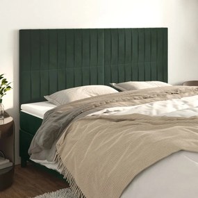 Testiera 4 Pz Verde Scuro 80x5x78/88 Cm İn Velluto /