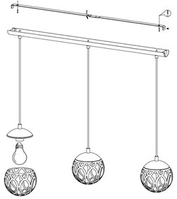 Eglo 99072 - Lampadario a sospensione con filo MIRTAZZA 3xE27/60W/230V
