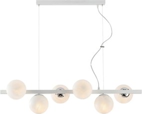 Lampadario Contemporaneo Adrian Metallo Bianco Cromo 6 Luci E14