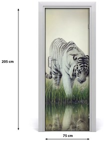 Adesivo per porta tigre bianca 75x205 cm