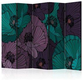 Paravento  Flowerbed II [Room Dividers]  Colore Viola, Dimensioni e Misure 225x172