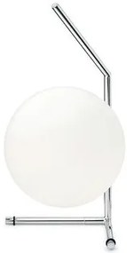 Flos IC Lights Table 1 Low Lampada da tavolo H.38 cm a luce diffusa in vetro opalino bianco e acciaio cromo