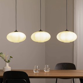 EMIBIG LIGHTING Lampada per sala da pranzo Coco, lunghezza 115 cm, nero/opal, vetro, a 3 luci
