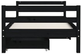 Giroletto per bambini con cassetti nero 80x160 cm massello pino