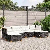 Set Divano da Giardino 6 pz con Cuscini Nero in Polyrattan 3261950