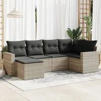 Set Divano da Giardino 6pz con Cuscini Grigio Chiaro Polyrattan 3325388