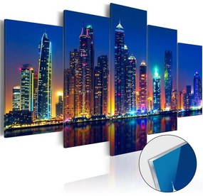 Quadri su vetro acrilico  Nights in Dubai [Glass]  Colore Blu, Dimensioni e Misure 200x100