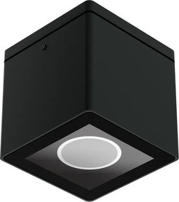 Applique da soffitto Quadrata GU10 IP54 in Alluminio e Vetro - Nero