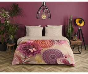 Biancheria da letto singola in cotone sateen rosa e beige 140x200 cm - HIP