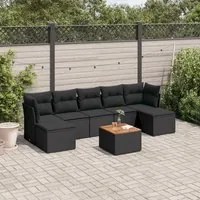 Set Divani da Giardino con Cuscini 8 pz Nero in Polyrattan 3256104