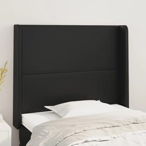 Testiera Ad Orecchio Nera 93x16x118/128 Cm İn Similpelle /