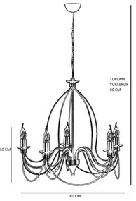 Lampadario CLASSIC a catena, 5xE14/40W/230V, finitura bronzo