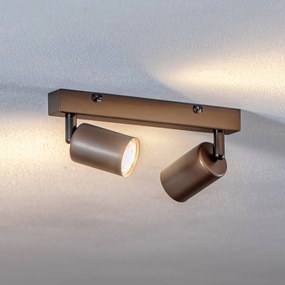 TK Lighting Faretto da soffitto Top, regolabile, marrone, lineare a 2 luci