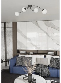 Lampada da soffitto in acciaio e vetro VIBRA 4 da interno 4xE14 Colore del corpo Nero e Bianco