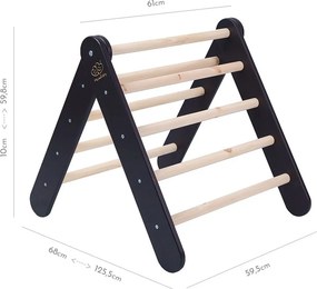 Pikler triangolo montessori nero in pino massiccio 46x87x60 cm Montessori – Meowbaby