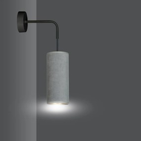 Applique 1 Luce Bente In Acciaio Nero E Paralume Grigio E Oro