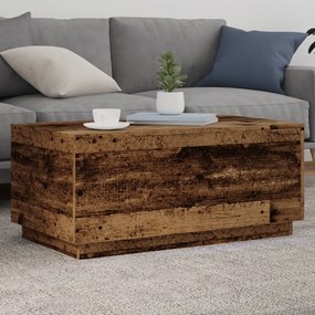 Tavolino Da Salotto Con Luci Led Legno Antico 90x50x40 Cm /
