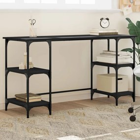 Scrivania Nera 140x50x75 Cm İn Metallo E Legno Multistrato /