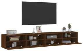 Mobili tv muro 2pz rovere marrone 100x30x30cm legno multistrato
